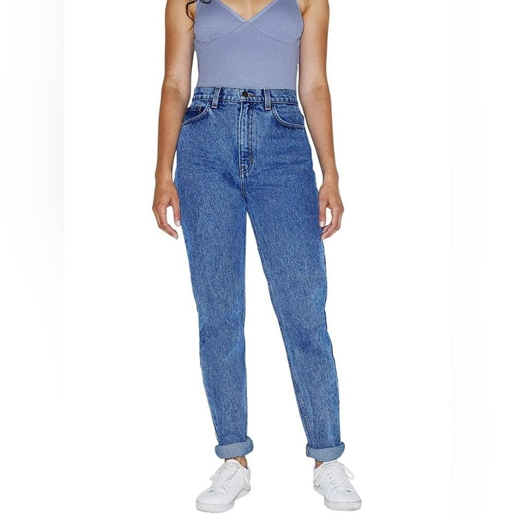 American Apparel The High-Waist Jean - Medium Marble Wash Denim Jeans